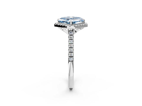 White gold Fancy Blue Asscher Cut Diamond Cushion Halo Ring with Pavé Band_2