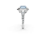 White gold Fancy Blue Asscher Cut Diamond Double Halo Ring with Pavé Band and Prong Setting_44