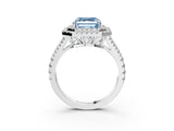 White gold Fancy Blue Asscher Cut Diamond Double Halo Ring with Pavé Band and Prong Setting_45