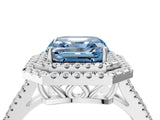 White gold Fancy Blue Asscher Cut Diamond Double Halo Ring with Pavé Band and Prong Setting_45