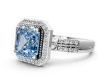 White gold Fancy Blue Asscher Cut Diamond Double Halo Ring with Split Shank and Four-Prong Setting_12