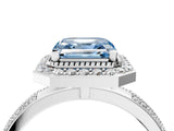 White gold Fancy Blue Asscher Cut Diamond Double Halo Ring with Split Shank and Four-Prong Setting_16