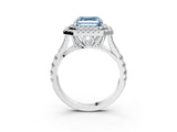 White gold Fancy Blue Asscher Cut Diamond Double Halo Ring with Split Shank and Prong Setting_30