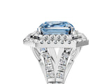White gold Fancy Blue Asscher Cut Diamond Double Halo Ring with Split Shank and Prong Setting_32