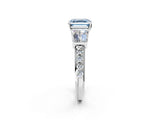 White gold Fancy Blue Asscher Cut Diamond Engagement Ring with Baguette Side Stones and Channel Set Band_19