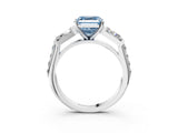 White gold Fancy Blue Asscher Cut Diamond Engagement Ring with Baguette Side Stones and Channel Set Band_20