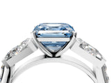White gold Fancy Blue Asscher Cut Diamond Engagement Ring with Baguette Side Stones and Channel Set Band_21
