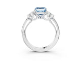 White gold Fancy Blue Asscher  Cut Diamond Engagement Ring with Bezel Set Round Side Stones and Prong Setting_44