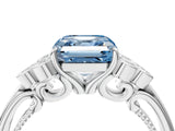 White gold Fancy Blue Asscher  Cut Diamond Engagement Ring with Bezel Set Round Side Stones and Prong Setting_45