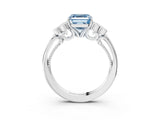 White gold Fancy Blue Asscher  Cut Diamond Engagement Ring with Bezel Set Round Side Stones and Prong Setting_56