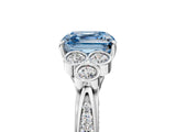 White gold Fancy Blue Asscher  Cut Diamond Engagement Ring with Bezel Set Round Side Stones and Prong Setting_58