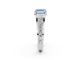 White gold Fancy Blue Asscher  Cut Diamond Engagement Ring with Pavé Band and Four-Prong Setting_5