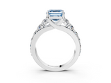 White gold Fancy Blue Asscher  Cut Diamond Engagement Ring with Pavé Band and Four-Prong Setting_6