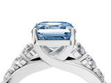 White gold Fancy Blue Asscher  Cut Diamond Engagement Ring with Pavé Band and Four-Prong Setting_7