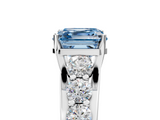 White gold Fancy Blue Asscher  Cut Diamond Engagement Ring with Pavé Band and Four-Prong Setting_8