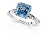 White gold Fancy Blue Asscher Cut Diamond Engagement Ring with Side Stone Accents and Four-Prong Setting_19