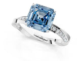White gold Fancy Blue Asscher Cut Diamond Engagement Ring with Side Stone Accents and Four-Prong Setting_25