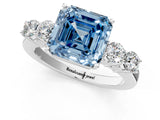 White gold Fancy Blue Asscher  Cut Diamond Five-Stone Prong Set White Gold Ring_30