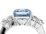 White gold Fancy Blue Asscher  Cut Diamond Five-Stone Prong Set White Gold Ring_33