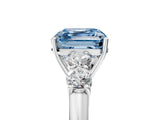 White gold Fancy Blue Asscher  Cut Diamond Five-Stone Prong Set White Gold Ring_34