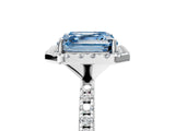 White gold Fancy Blue Asscher  Cut Diamond Floral Halo Engagement Ring with Pavé Band and Prong Setting_34