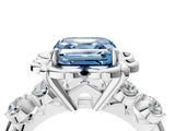 White gold Fancy Blue Asscher  Cut Diamond Floral Halo Engagement Ring with Shared Prong Setting 5