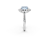 White gold Fancy Blue Asscher  Cut Diamond Floral Halo Pave Band with Prong Setting_2