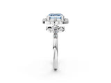 White gold Fancy Blue Asscher Cut Diamond Floral Halo Split Shank Prong Setting Ring_2