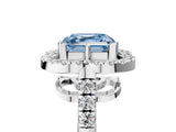 White gold Fancy Blue Asscher Cut Diamond Floral Halo Split Shank Prong Setting Ring_5
