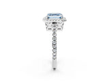 White gold Fancy Blue Asscher Cut Diamond Halo Engagement Ring with Pavé Band and Prong Setting_41