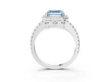 White gold Fancy Blue Asscher Cut Diamond Halo Engagement Ring with Pavé Band and Prong Setting_42