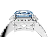 White gold Fancy Blue Asscher Cut Diamond Halo Engagement Ring with Pavé Band and Prong Setting_43