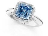 White gold Fancy Blue Asscher  Cut Diamond Halo Engagement Ring with Split Shank and Four-Prong Setting_47