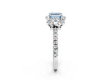 White gold Fancy Blue Asscher Cut Diamond Halo Pave Band with Four-Prong Setting_17