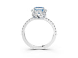 White gold Fancy Blue Asscher Cut Diamond Halo Pave Band with Four-Prong Setting_18