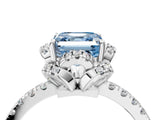 White gold Fancy Blue Asscher Cut Diamond Halo Pave Band with Four-Prong Setting_19
