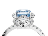 White gold Fancy Blue Asscher Cut Diamond Halo Pave Band with Four-Prong Setting_25