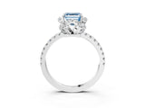White gold Fancy Blue Asscher Cut Diamond Halo Pave Band with Four-Prong Setting_28