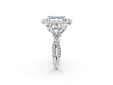 White gold Fancy Blue Asscher Cut Diamond Halo Ring with Pavé Band and Four-Prong Setting_48