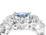 White gold Fancy Blue Asscher Cut Diamond Halo Ring with Pavé Band and Four-Prong Setting_50