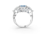 White gold Fancy Blue Asscher Cut Diamond Halo Ring with Pavé Band and Four-Prong Setting_50