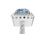 White gold Fancy Blue Asscher Cut Diamond Halo Ring with Pavé Band and Prong Setting_11