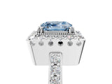 White gold Fancy Blue Asscher Cut Diamond Halo Ring with Pavé Band and Prong Setting_29