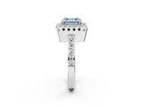 White gold Fancy Blue Asscher Cut Diamond Halo Ring with Pavé Band and Prong Setting_38