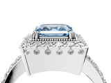 White gold Fancy Blue Asscher Cut Diamond Halo Ring with Pavé Band and Prong Setting_40