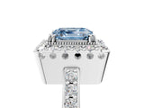White gold Fancy Blue Asscher Cut Diamond Halo Ring with Pavé Band and Prong Setting_41