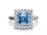 White gold Fancy Blue Asscher  Cut Diamond Halo Ring with Round Brilliant Halo and Solitaire Band_33