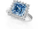 White gold Fancy Blue Asscher  Cut Diamond Halo Ring with Round Brilliant Halo and Solitaire Band_34