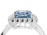 White gold Fancy Blue Asscher  Cut Diamond Halo Ring with Round Brilliant Halo and Solitaire Band_38