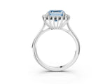 White gold Fancy Blue Asscher  Cut Diamond Halo Ring with Solitaire Band and Prong Setting_49
